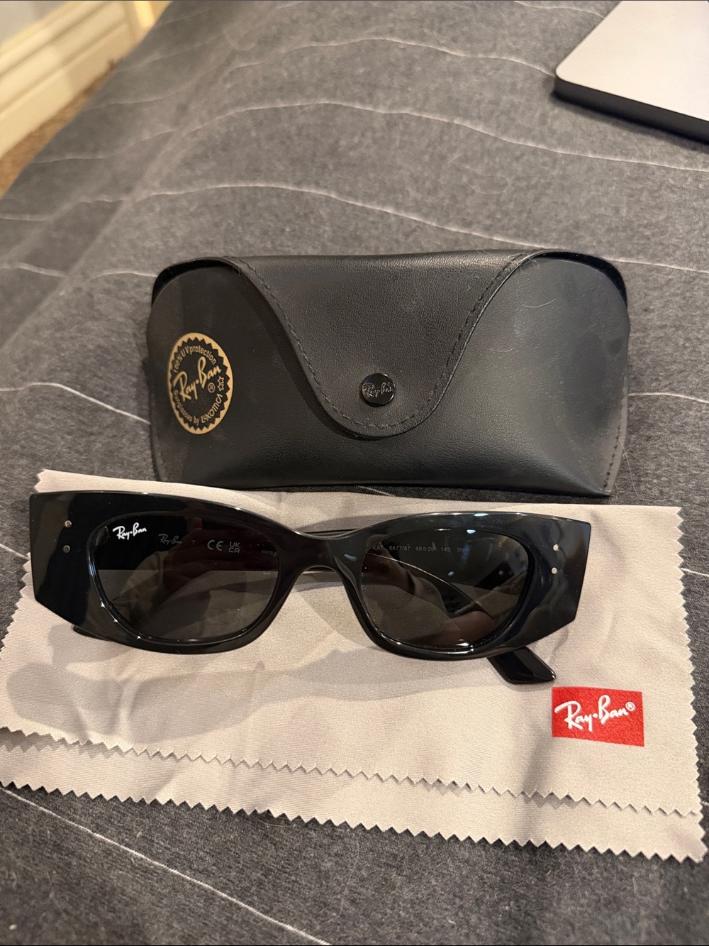 Ray-Ban Black Gloss Rectangular Sunglasses with Case